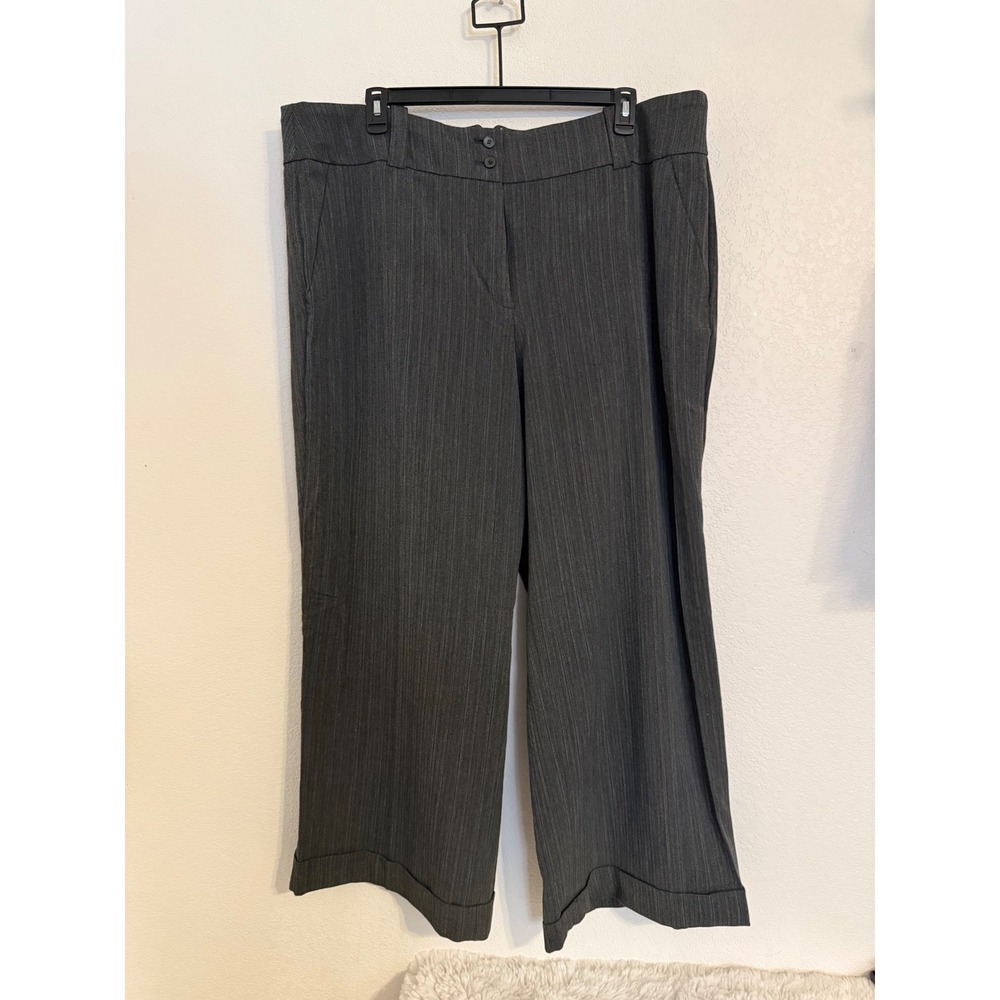 Lane Bryant Gray Pinstripe Wide Leg Career Trousers Womens plus size‎ 24